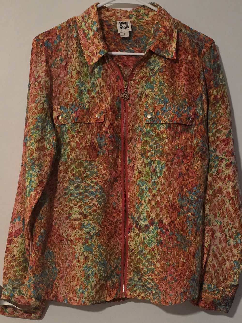 Anne Klein Multicolor Zip-Front Utility Jacket